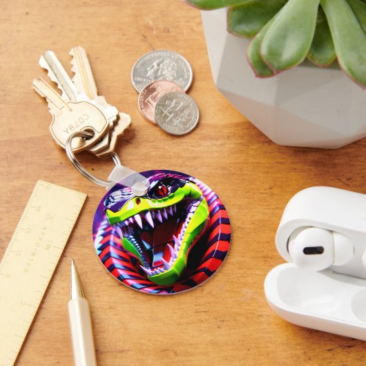 Cobra slang met lime groene lippen en roze oog bro sleutelhanger (Bureau)