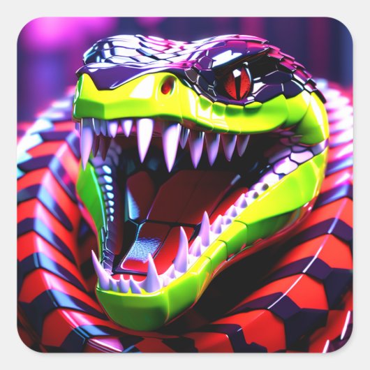 Cobra slang met lime groene lippen en roze oog bro vierkante sticker (Voorkant)