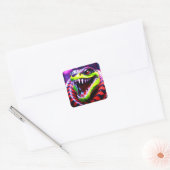 Cobra slang met lime groene lippen en roze oog bro vierkante sticker (Envelop)