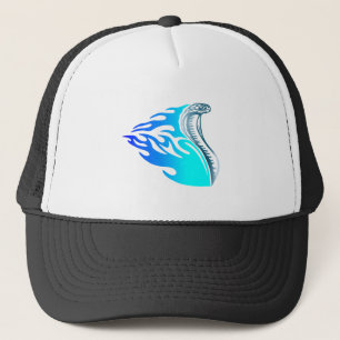 cobra vlammen ontwerp blauw trucker pet