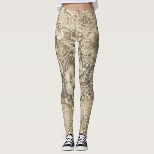 "Cobweb wit kant" Leggings (Voorkant)