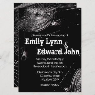 Cobwebs and White Spiders Wedding Invitation Kaart