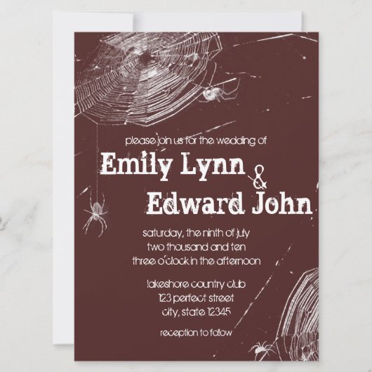 Cobwebs et Faire-part de mariage d'araignées blanc (Devant)