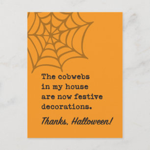 Cobwebs in House zijn Halloween Decoration Joke Briefkaart