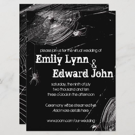 Cobwebs & White Spiders Virtual Wedding Kaart (Voorkant / Achterkant)