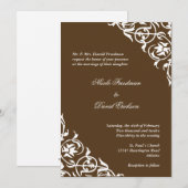 Coca brown scroll script elegant bruiloft kaart (Voorkant / Achterkant)