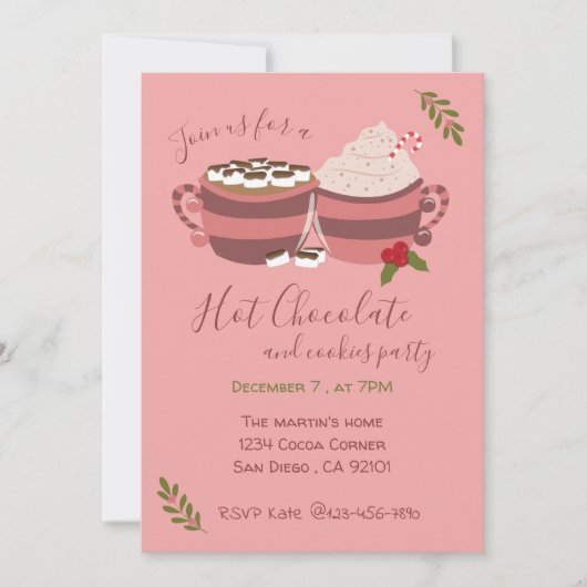 Coca chaud et biscuits Invitation à la fête de Noë (Devant)