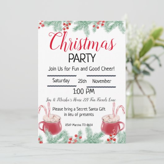 Coca chaud modifiable, invitation de Noël (Debout devant)