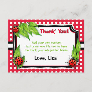 Coccinelle avec des cartes de Merci du pois  