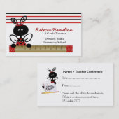 Coccinelle avec le carte de visite du professeur (Devant / Derrière)