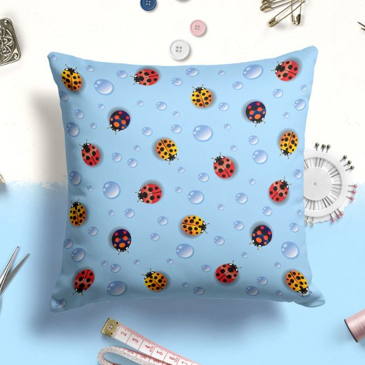 Coccinelle Bébé Bleu Mignonne Insecte | Coussin de