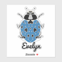 Coccinelle bleue avec autocollant nominatif