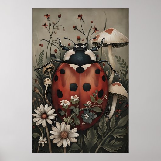Coccinelle dans une impression de jardin de fleurs (Devant)