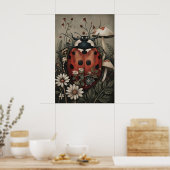 Coccinelle dans une impression de jardin de fleurs (Cuisine)