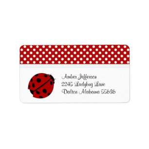 Coccinelle et étiquettes de adresse à pois