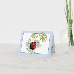 Coccinelle Joli Carte pour notes bleu et blanc