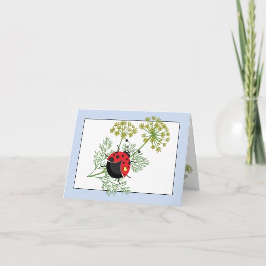 Coccinelle | Joli Carte pour notes bleu et blanc (Devant)