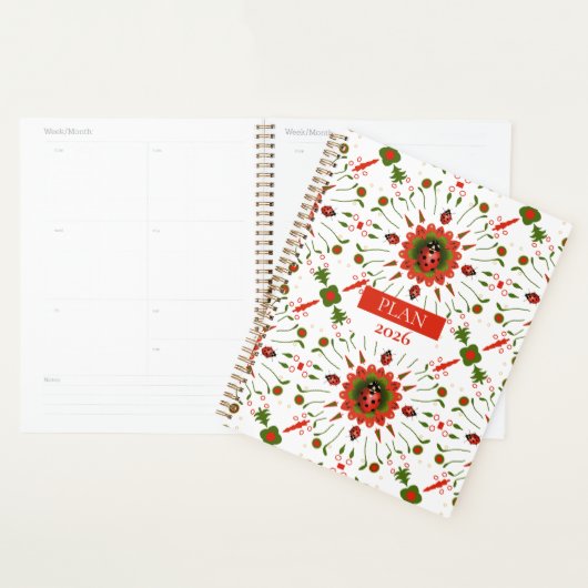 Coccinelle rouge, blanc, vert Spirale 2026 (Devant avec enveloppe)