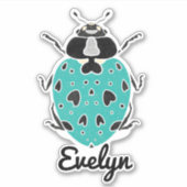 Coccinelle sarcelle avec autocollant nominatif (Devant)