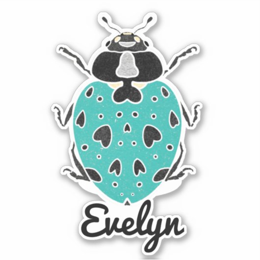 Coccinelle sarcelle avec autocollant nominatif (Devant)