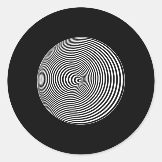 Cocentrisch Zwart Wit Cirkels Optische Illusie Tri Ronde Sticker (Voorkant)