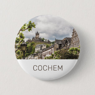 Cochem Moselle Panorama Germany Souvenir Ronde Button 5,7 Cm