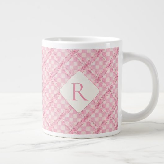 COCHER ROSE QUILT Big White Mug + Initial (Droite)