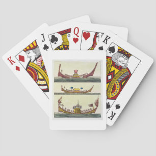 Cochin Chinese schepen, illustratie van Le Costum Pokerkaarten
