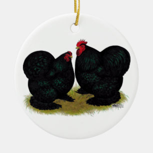 Cochins Black Bantam Paar Keramisch Ornament