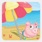 Cochon À La Plage Stickers (Devant)