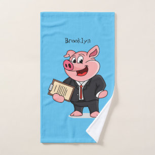 Cochon amusant en costume d'affaires dessin animé