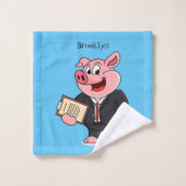 Cochon amusant en costume d'affaires dessin animé (Gant de toilette)