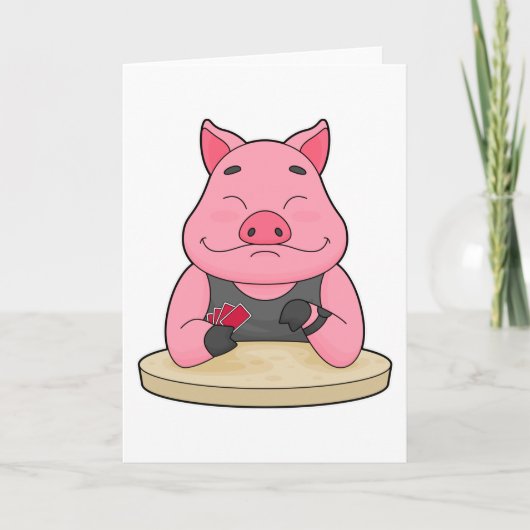 Cochon au poker avec des cartes de poker (Devant)