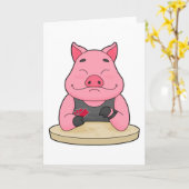 Cochon au poker avec des cartes de poker (Fleur jaune)