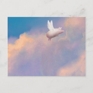 cochon avec ailes carte postale