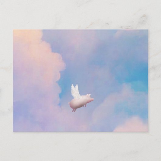 cochon avec ailes carte postale (Devant)