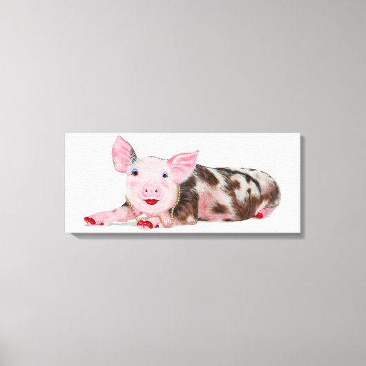 Cochon avec bâton à lèvres Imprimer sur toile (Recto)