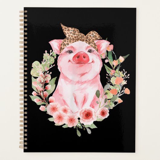 Cochon Avec Fleur De Bandeau Léopard Cochon Mignon (Devant)