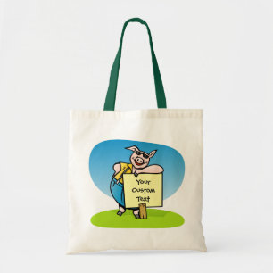 Cochon avec panneau grand sac fourre-tout