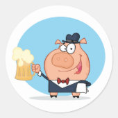 Cochon avec pinte de bière Stickers (Devant)