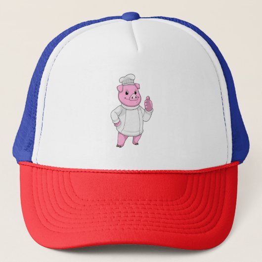 Cochon comme cuisinier avec casquette chef (Devant)
