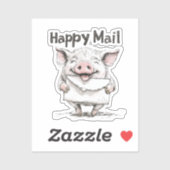 Cochon, Courrier heureux, Autocollant (Feuille)