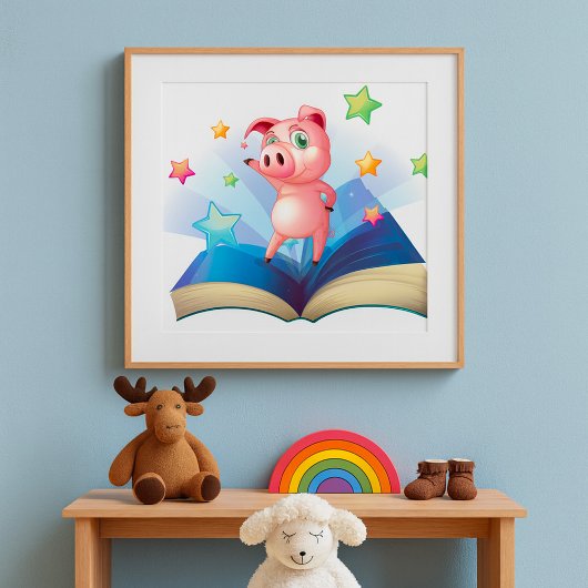 Cochon Dansant Sur Un Poster De Livre