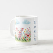 Cochon d'aquarelle de printemps - Mug d'enfant (Devant gauche)