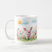 Cochon d'aquarelle de printemps - Mug d'enfant (Gauche)