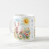 Cochon d'aquarelle de printemps - Mug d'enfant (Devant gauche)