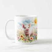 Cochon d'aquarelle de printemps - Mug d'enfant (Gauche)