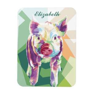 Cochon d'art pop coloré Magnet personnalisé