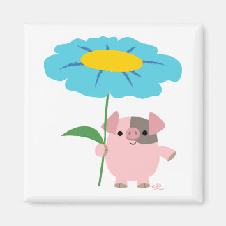 Cochon De Cartoon Avec Aimant Cadeau (Bleu)