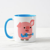 Cochon De Cartoon Cute Jouer Ukulele Mug (Gauche)